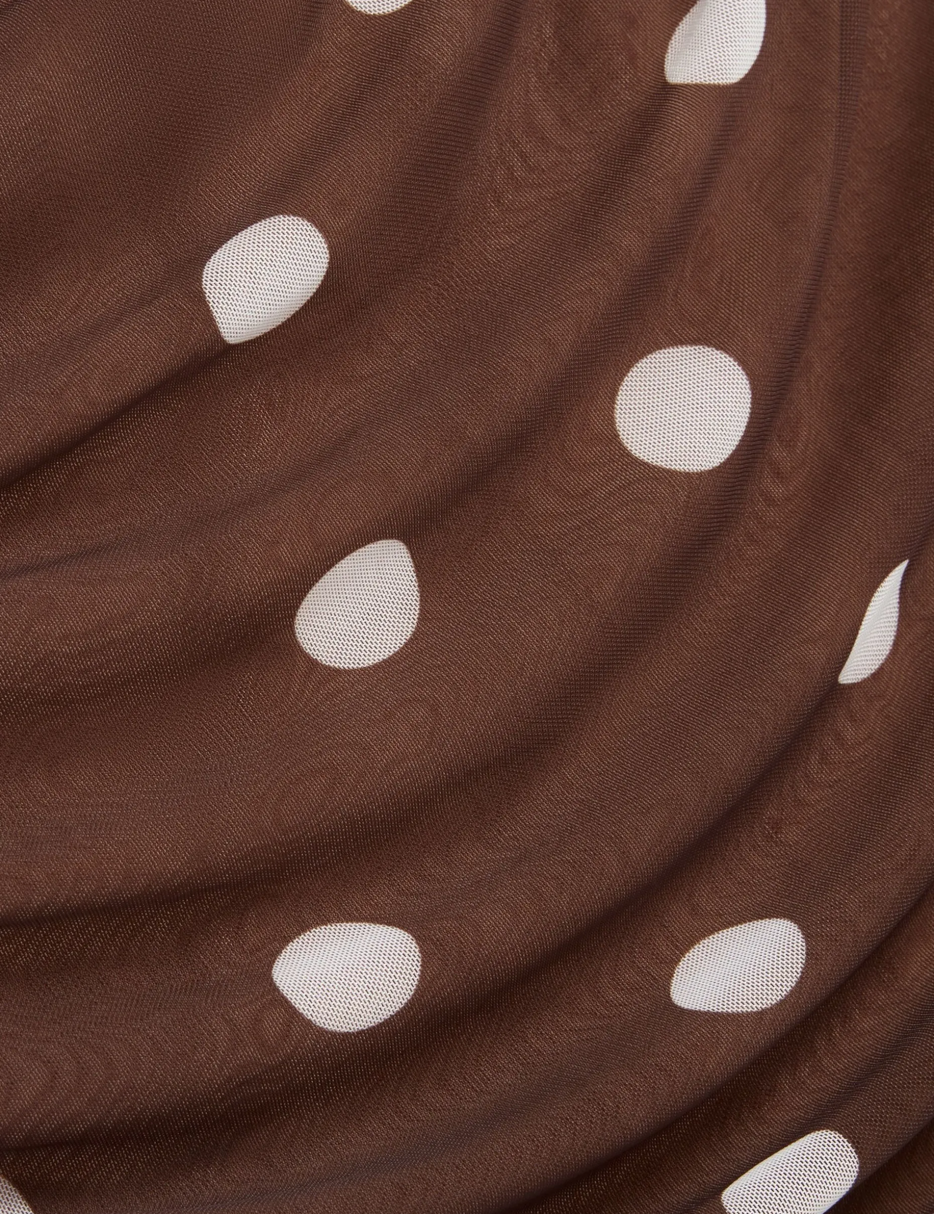 Off-Shoulder Polka Dot Mesh Mini Dress