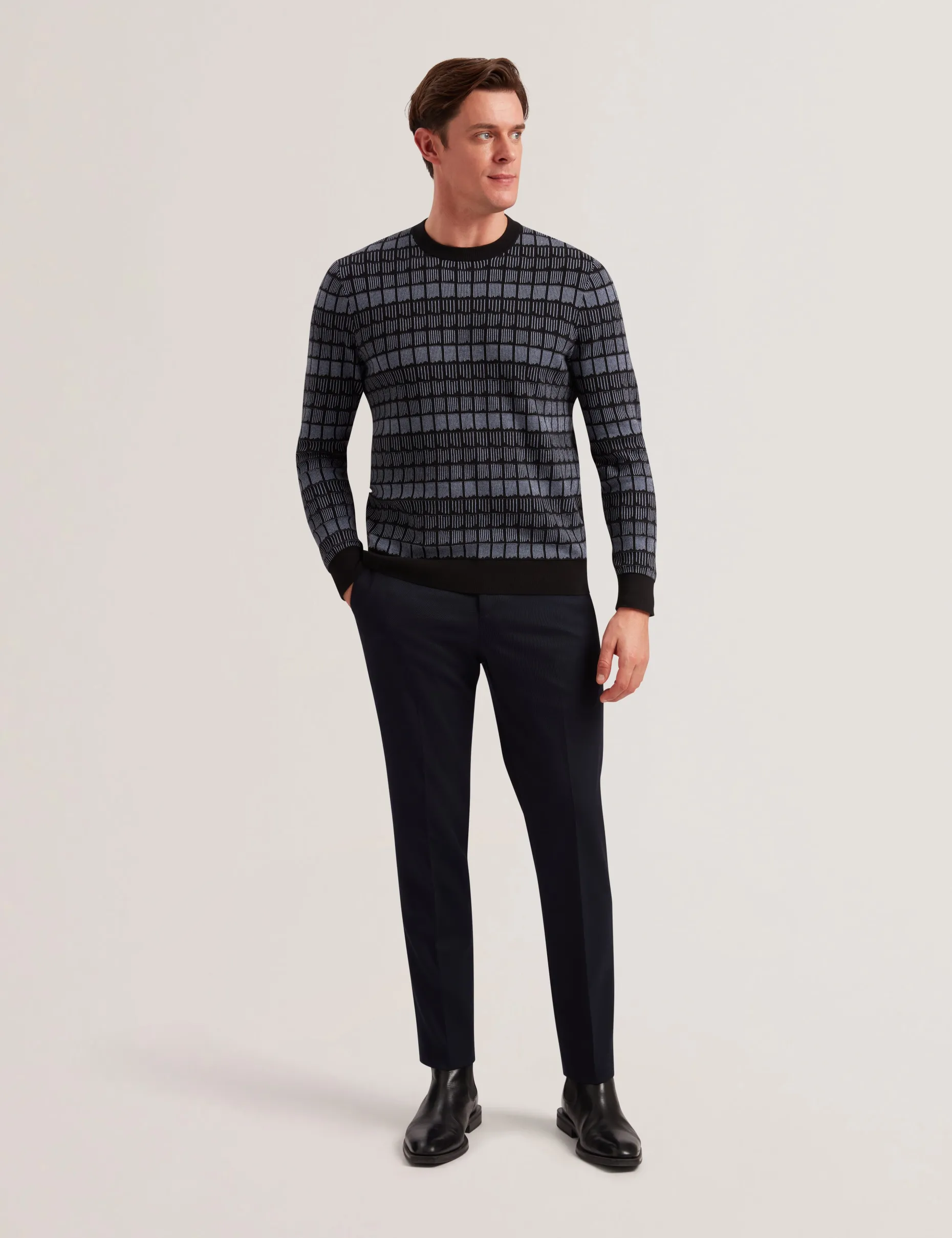 Ombre Jacquard Crew Neck Jumper