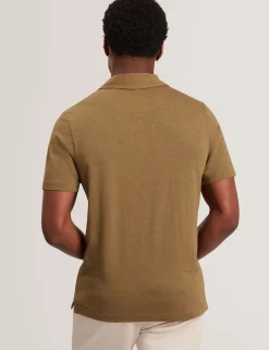 Open Neck Cotton Linen Polo Shirt