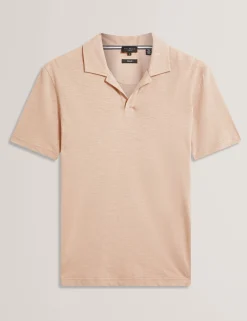 Open Neck Cotton Linen Polo Shirt