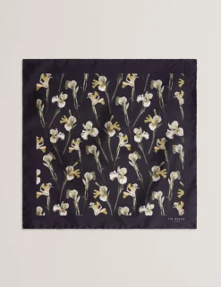 Orchid Floral Print Silk Pocket Square