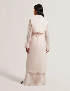 Organza Trench Coat with Storm Flaps