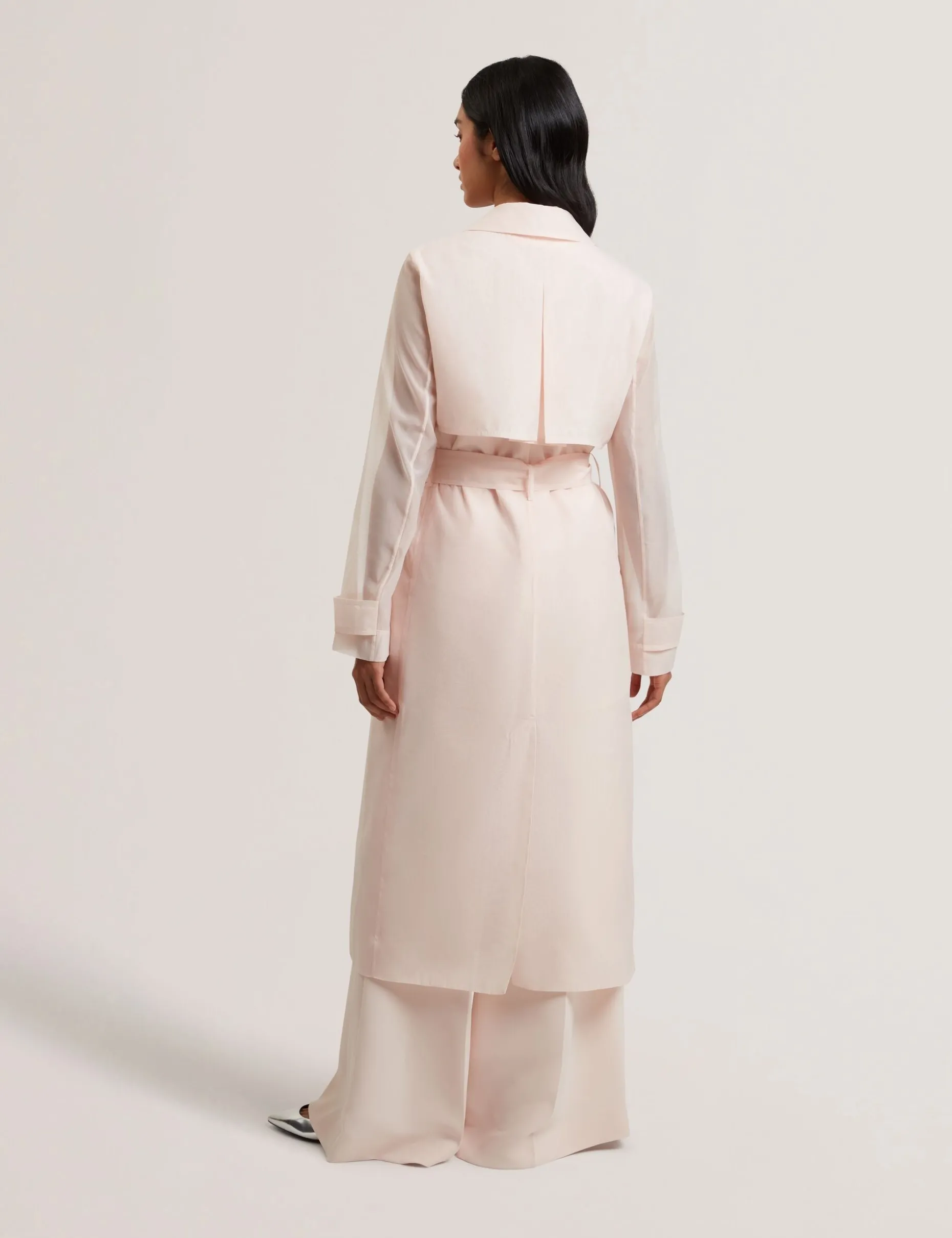 Organza Trench Coat with Storm Flaps