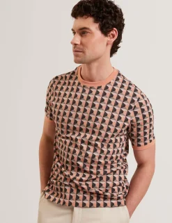 Painted Geo Print Pure Cotton T-Shirt
