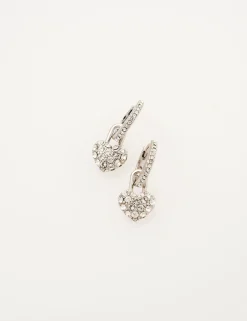 Pave Crystal Padlock Huggie Earrings