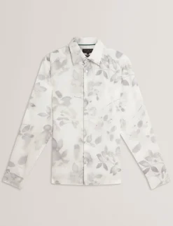 Photograhic Leaf Print Regular Fit Shirt