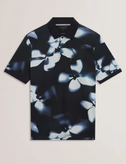 Photographic Floral Print Cotton Polo Shirt