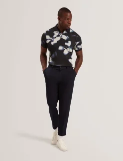Photographic Floral Print Cotton Polo Shirt