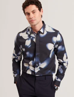 Photographic Floral Print Long Sleeve Shirt