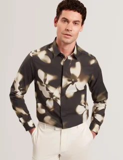 Photographic Floral Print Long Sleeve Shirt