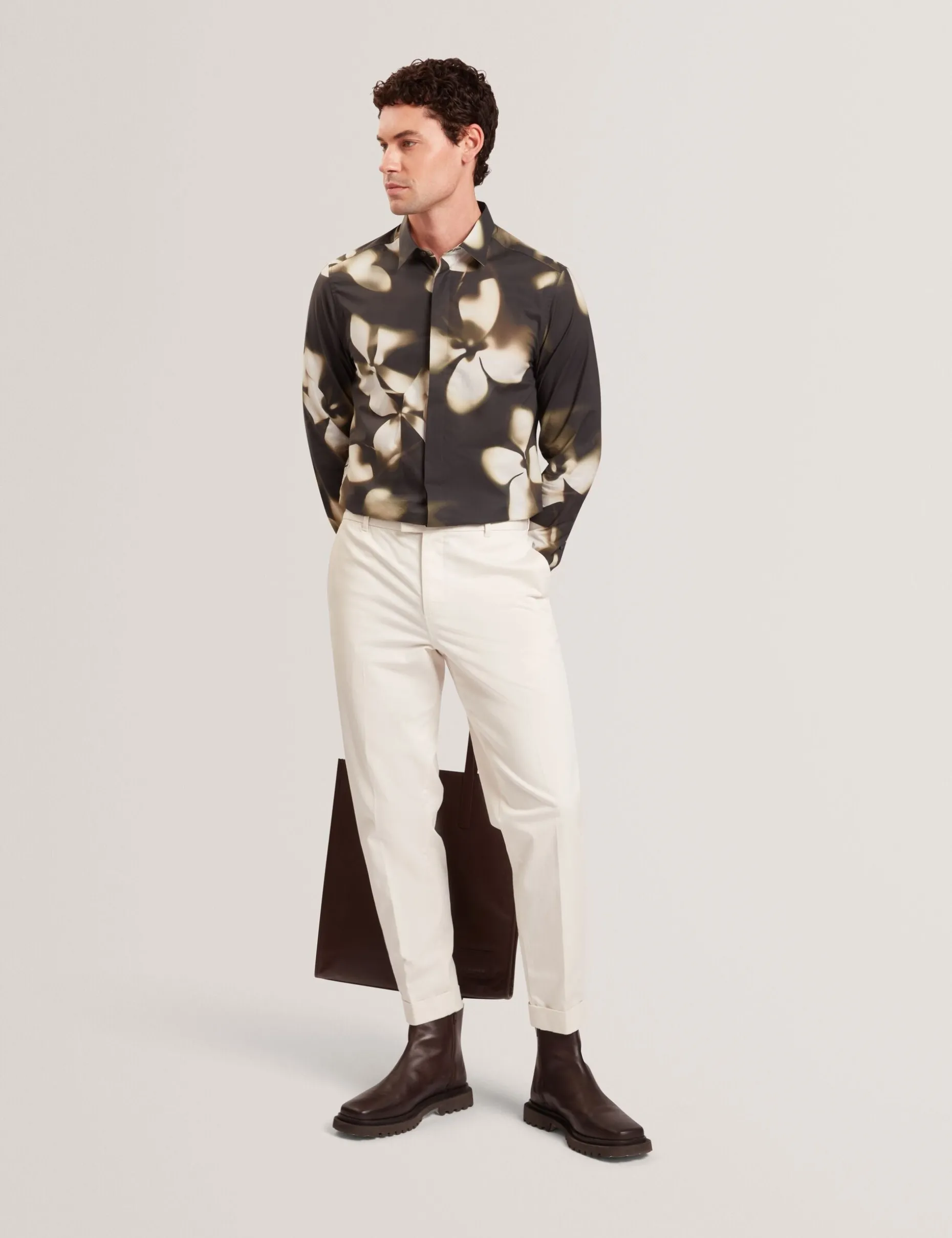 Photographic Floral Print Long Sleeve Shirt