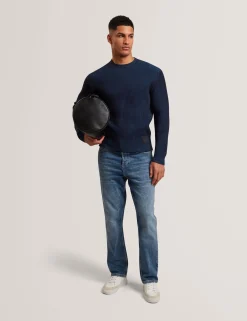 Plated Rib Knit Crew Neck Sweater