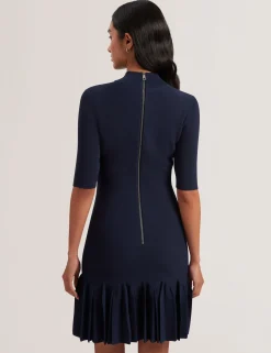 Pleated Hem Bodycon Knit Mini Dress