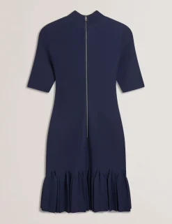 Pleated Hem Bodycon Knit Mini Dress