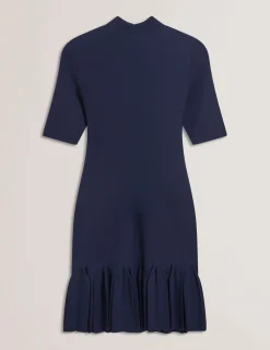 Pleated Hem Bodycon Knit Mini Dress