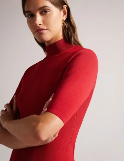 Pleated Hem Bodycon Knit Mini Dress