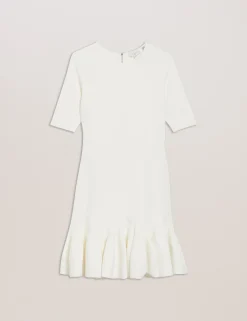 Pleated Hem Knitted Bodycon Mini Dress