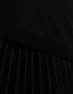 Pleated Midi Dress With Removable Knit Tank