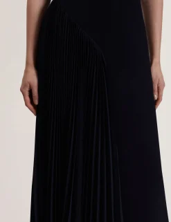 Pleated Panel Sleeveless Knitted Midi Dress