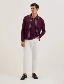 Pointelle Diamond Knitted Long Sleeve Shirt