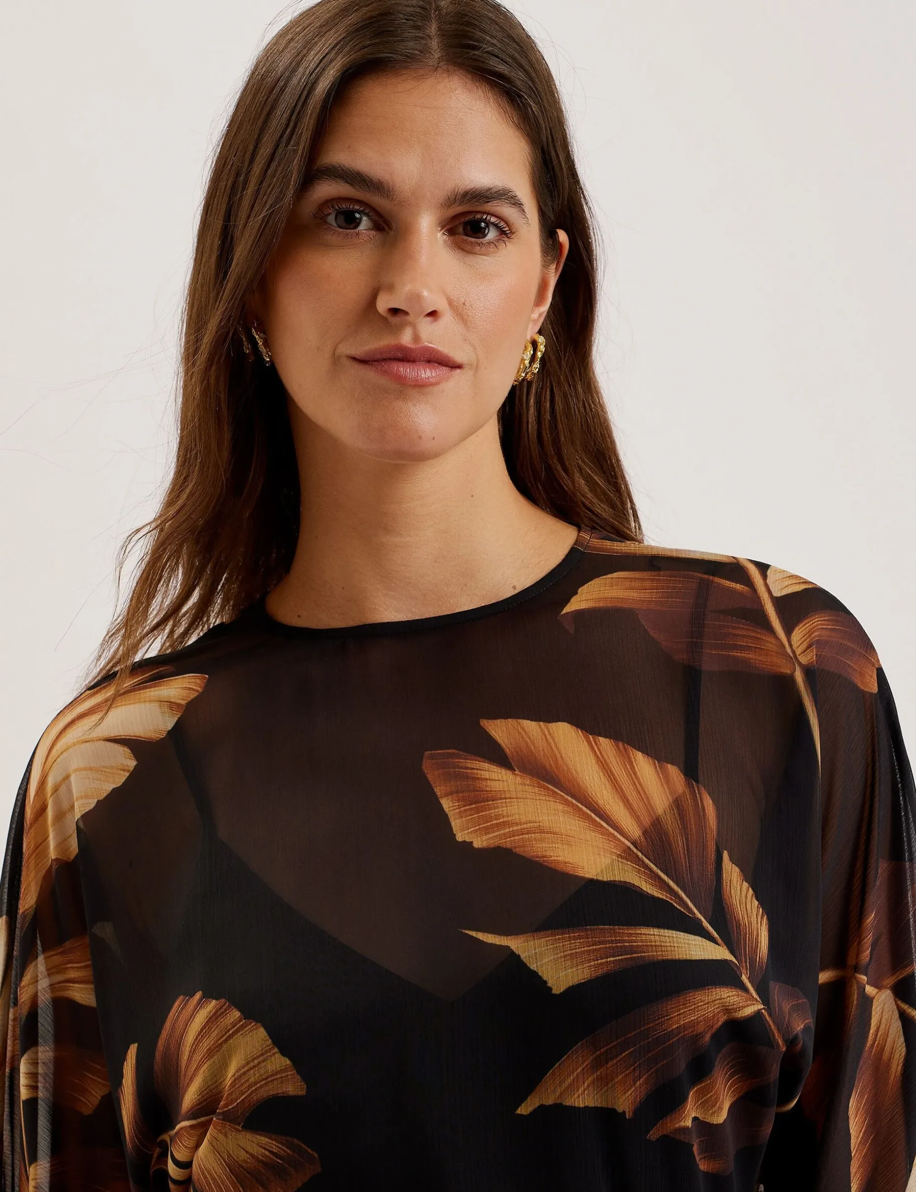 Printed Chiffon Mini Dress With Tie Waist