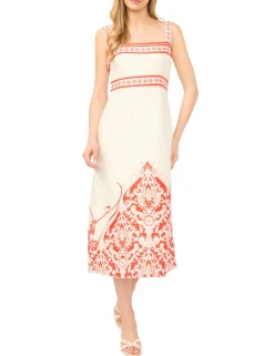 Printed Detail Strappy Linen Sundress