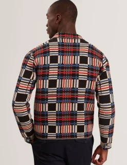 Pure Cotton Patchwork Knit Zip Jacket