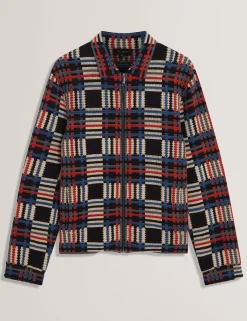 Pure Cotton Patchwork Knit Zip Jacket