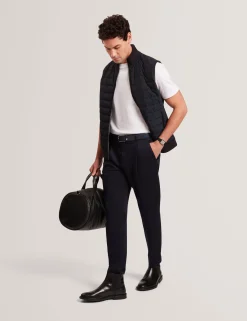 Quilted Front Funnel Neck Zip-Up Gilet
