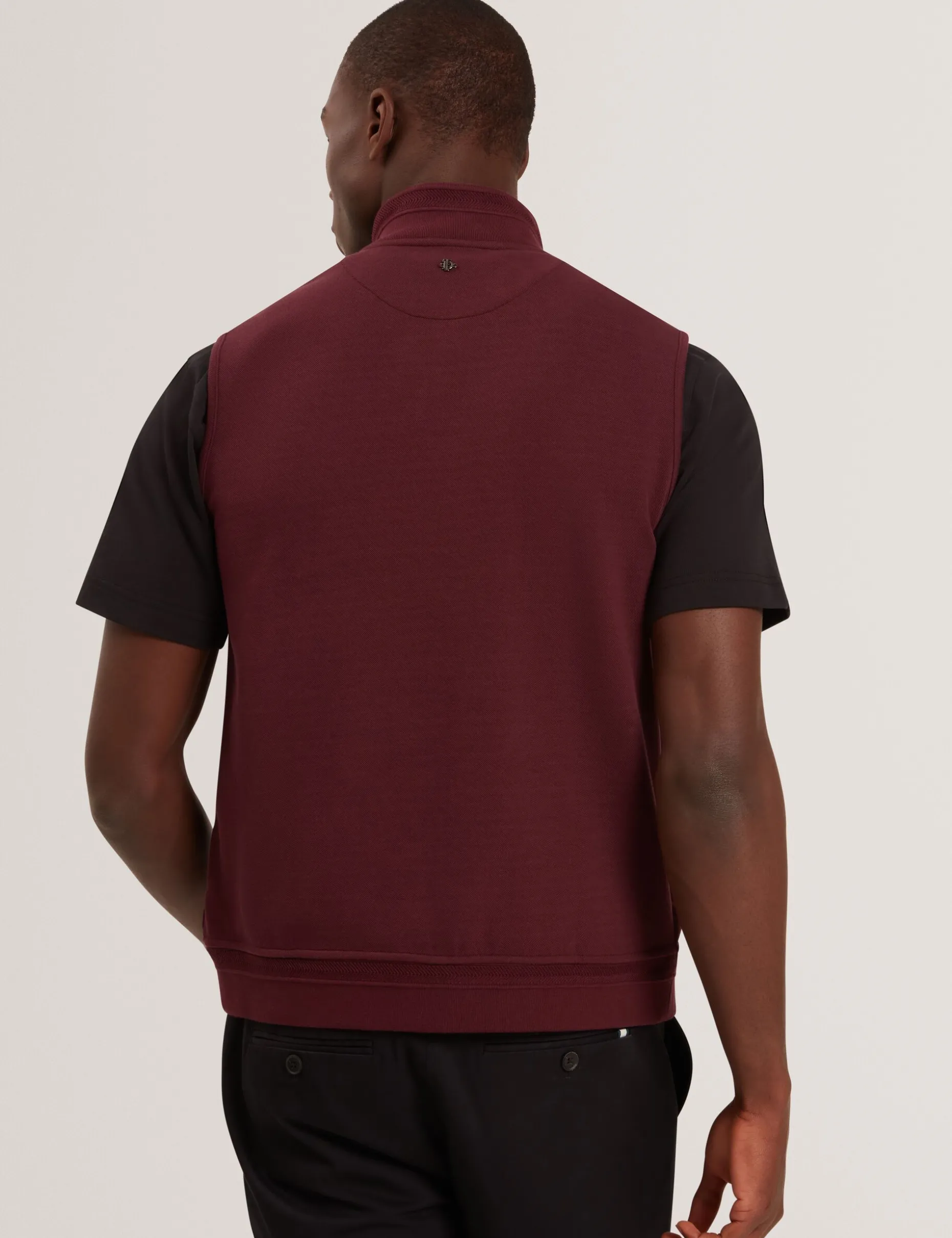 Quilted Front Funnel Neck Zip-Up Gilet