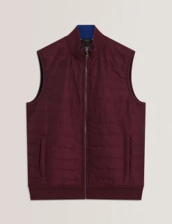 Quilted Front Funnel Neck Zip-Up Gilet