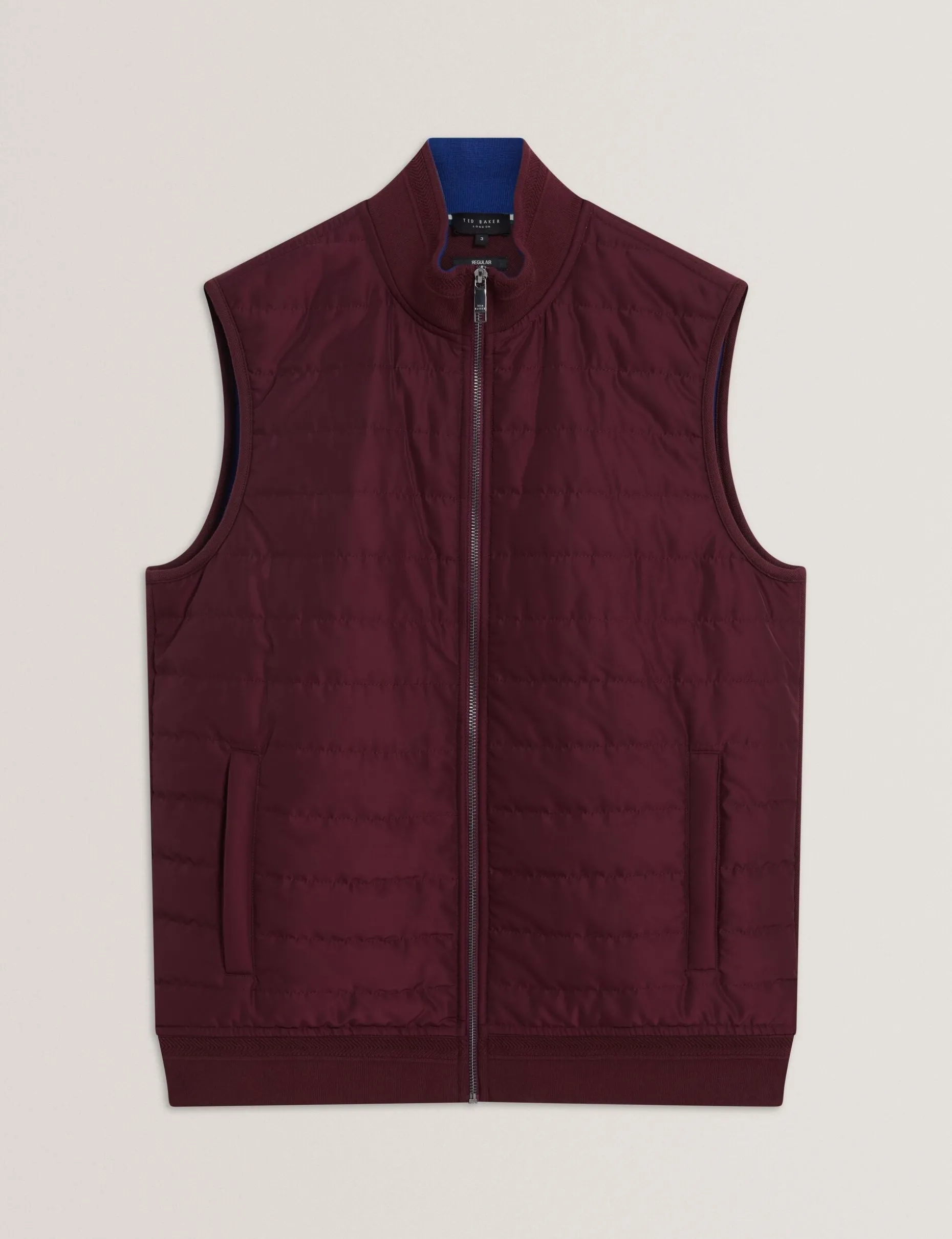 Quilted Front Funnel Neck Zip-Up Gilet