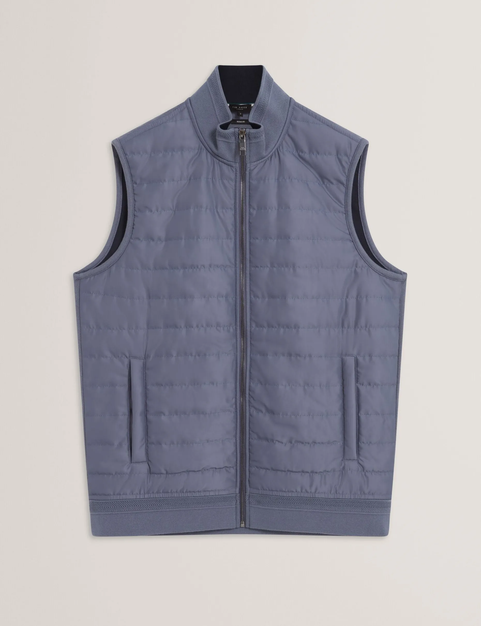Quilted Front Funnel Neck Zip-Up Gilet