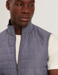 Quilted Front Funnel Neck Zip-Up Gilet