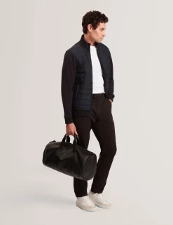 Quilted Front Zip-Through Knit Jacket