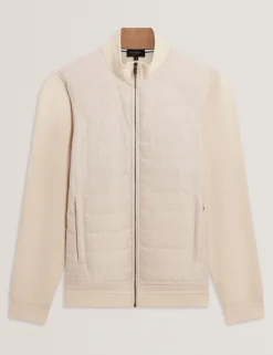 Quilted Front Zip-Through Knit Jacket