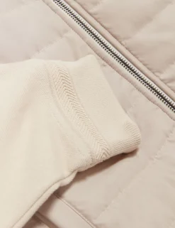 Quilted Front Zip-Through Knit Jacket