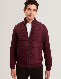 Quilted Front Zip-Through Knit Jacket