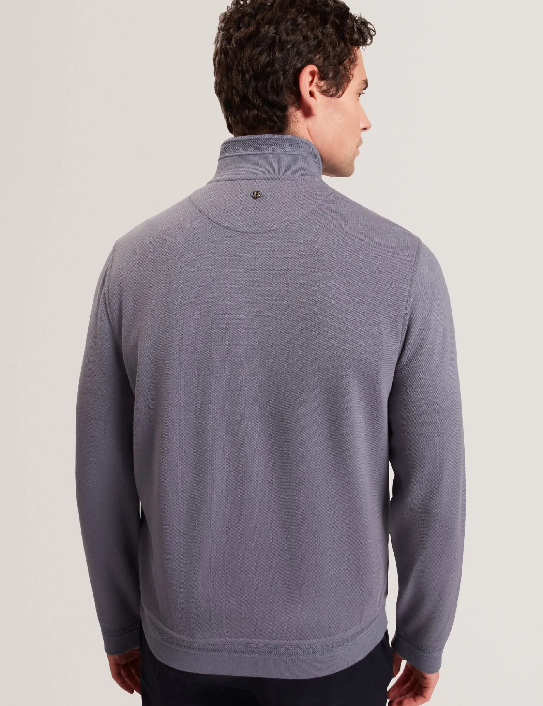 Quilted Front Zip-Through Knit Jacket