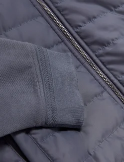 Quilted Front Zip-Through Knit Jacket