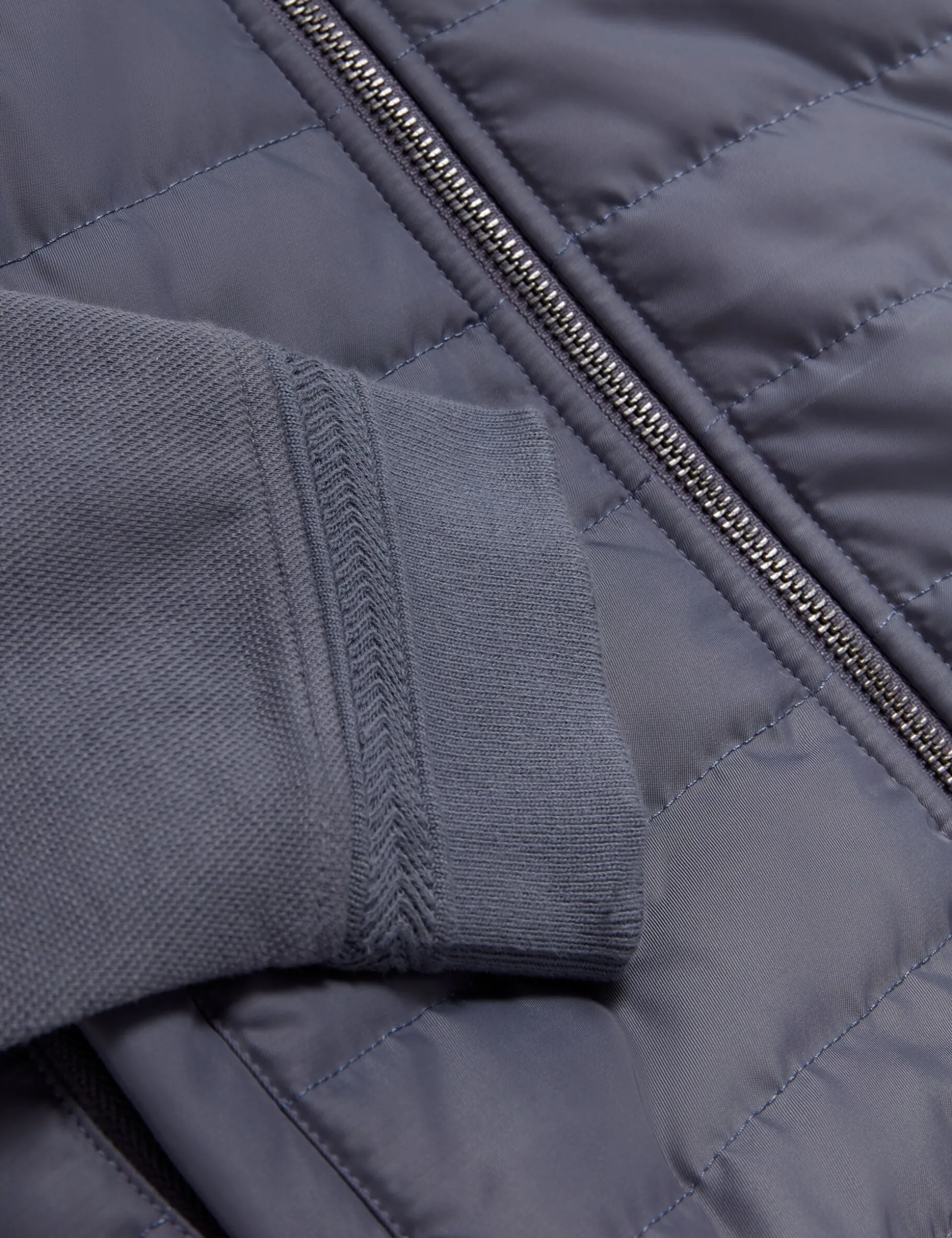 Quilted Front Zip-Through Knit Jacket