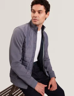 Quilted Front Zip-Through Knit Jacket