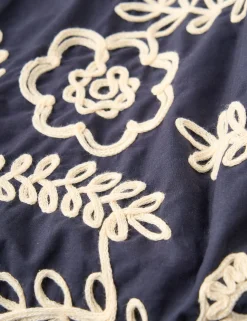 Raised Embroidery Cotton Midi Skirt
