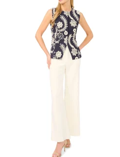 Raised Embroidery Cotton Waistcoat Top