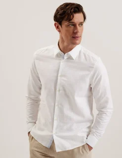 Regular Fit Cotton Linen Long Sleeve Shirt