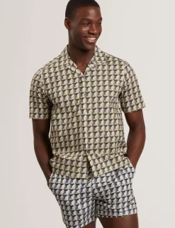 Relaxed Fit Painted Geo Print Shirt