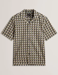 Relaxed Fit Painted Geo Print Shirt