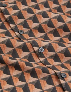 Relaxed Fit Painted Geo Print Shirt