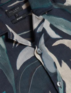 Relaxed Floral Short Sleeve Linen Shirt