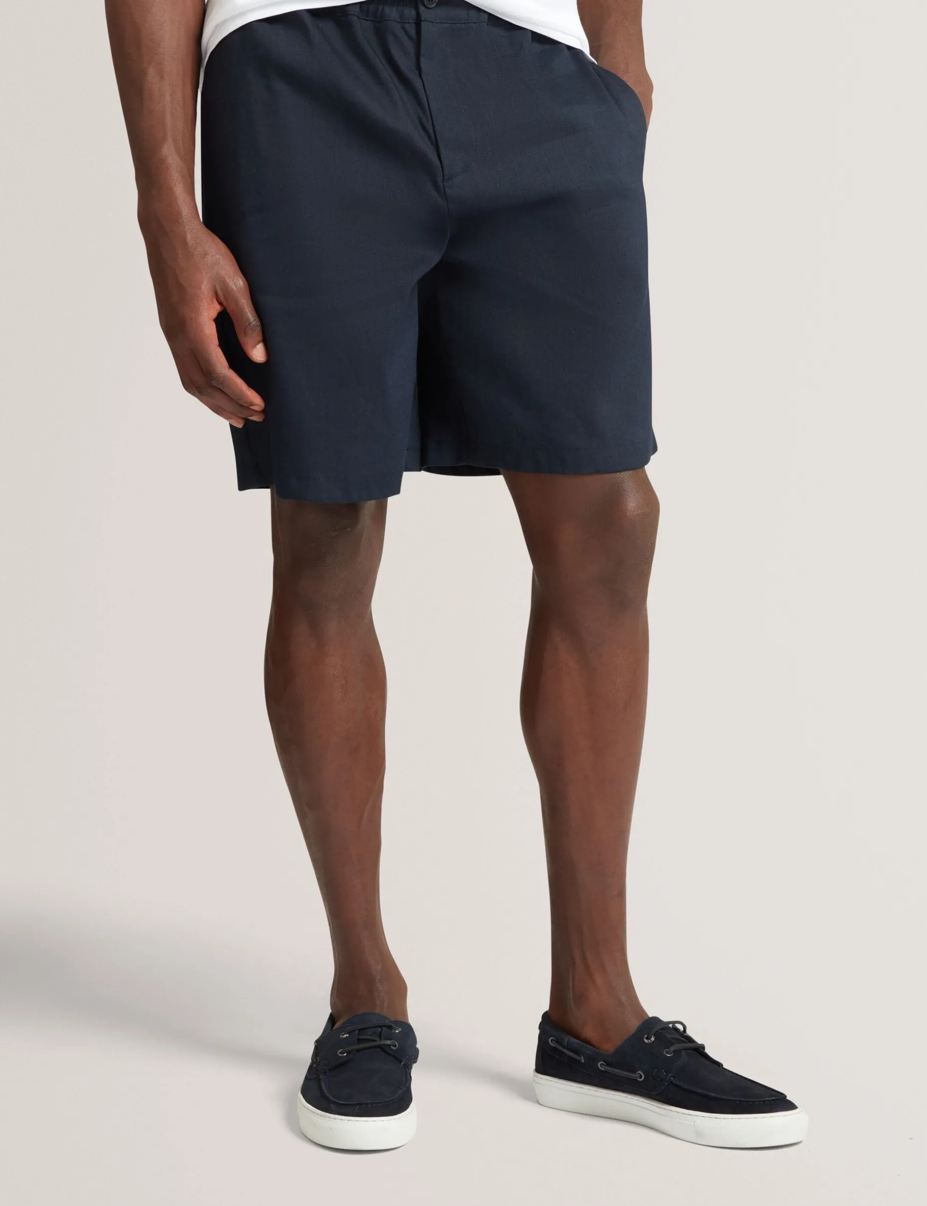 Relaxed Linen Blend Elasticated Shorts